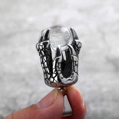 Vintage Stainless Steel Dragon Claw Pendant Necklace for Men