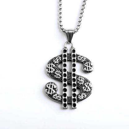 Men's Steel Dollar Sign Pendant Necklace