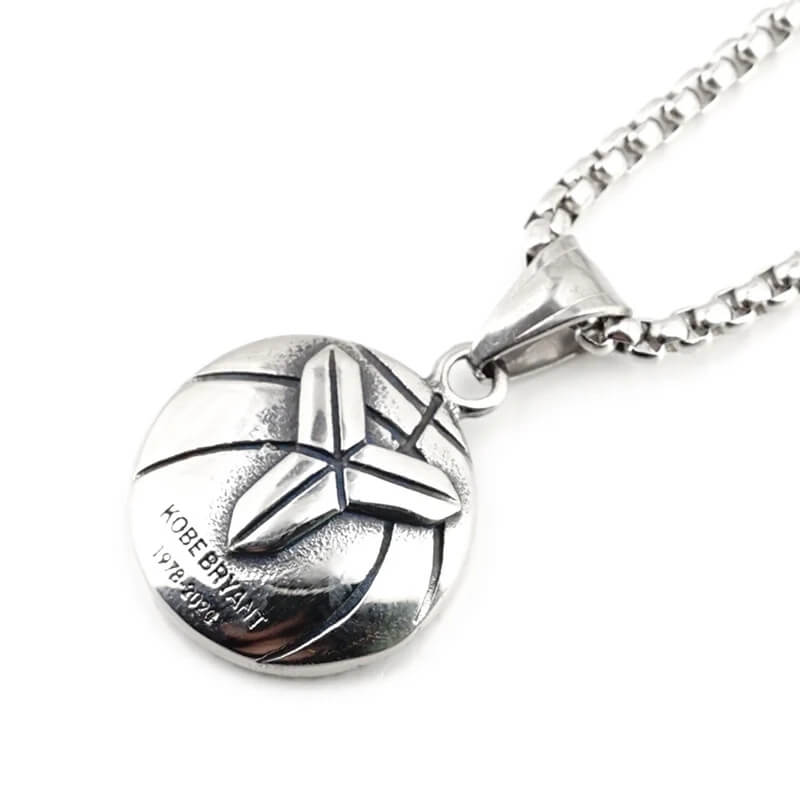 Men's Steel Vintage Mamba Double Sided Round Pendant Necklace