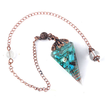 Colorful crystal clock pendulum ancient red copper flower base resin spirit pendulum