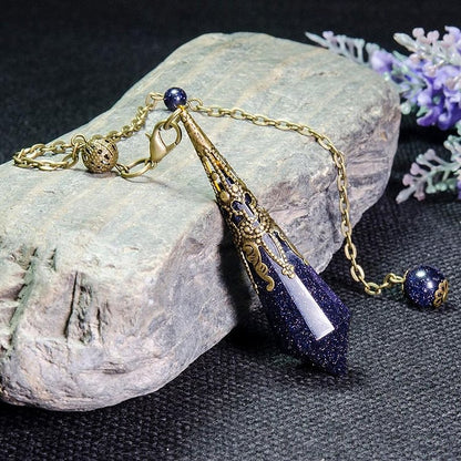 Vintage 12-Faceted Blue Sandstone Stable Pendulum