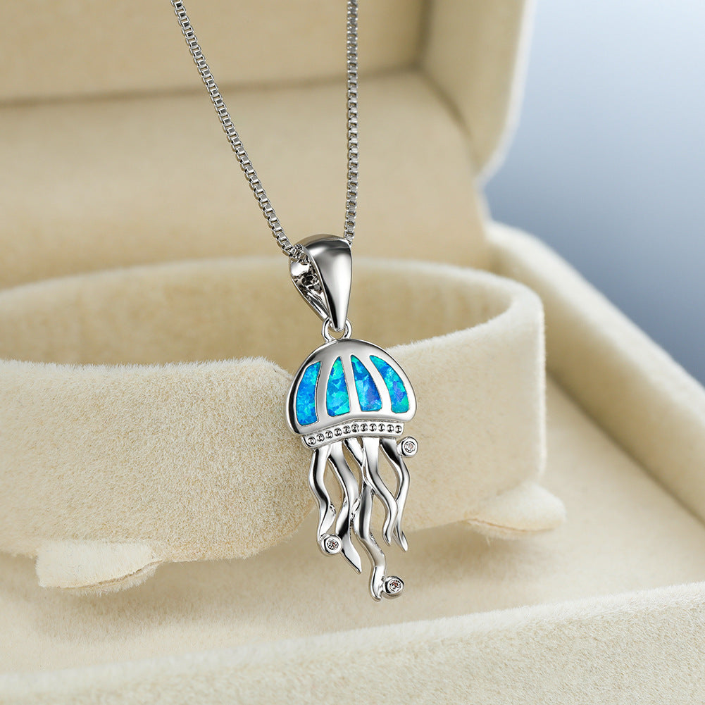 Jellyfish Blue Opal Necklace