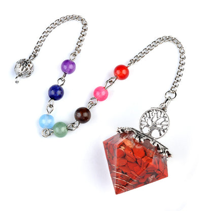 Chakra colorful bead chain crystal resin diamond pendulum