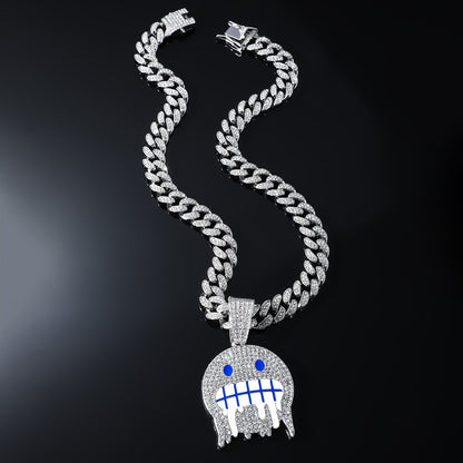 Hip-Hop Ice Face Emoji Cuban Chain Pendant Necklace