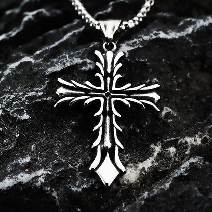 Vintage Stainless Steel Cross Pendant Necklace for Men