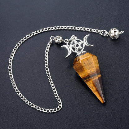Three-phase moon meditation healing crystal hexagonal cone spirit pendulum