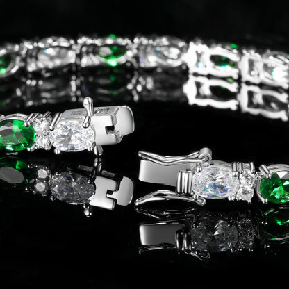 Women&Men's 5mm Inlaid White Zirconia And Green Zirconia Tennis Bracelet