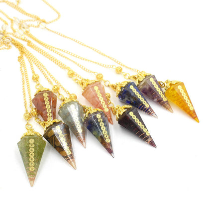 Golden Chain Tapered Resin Crystal Pendulum