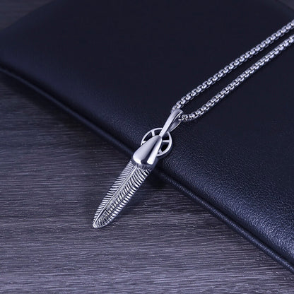 Men's Vintage Feather Pendant Necklace