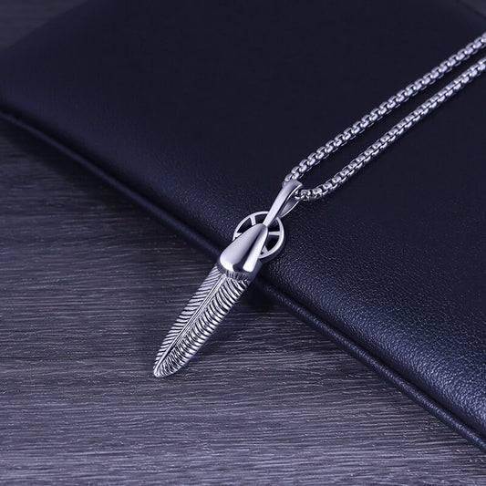 Men's Vintage Feather Pendant Necklace