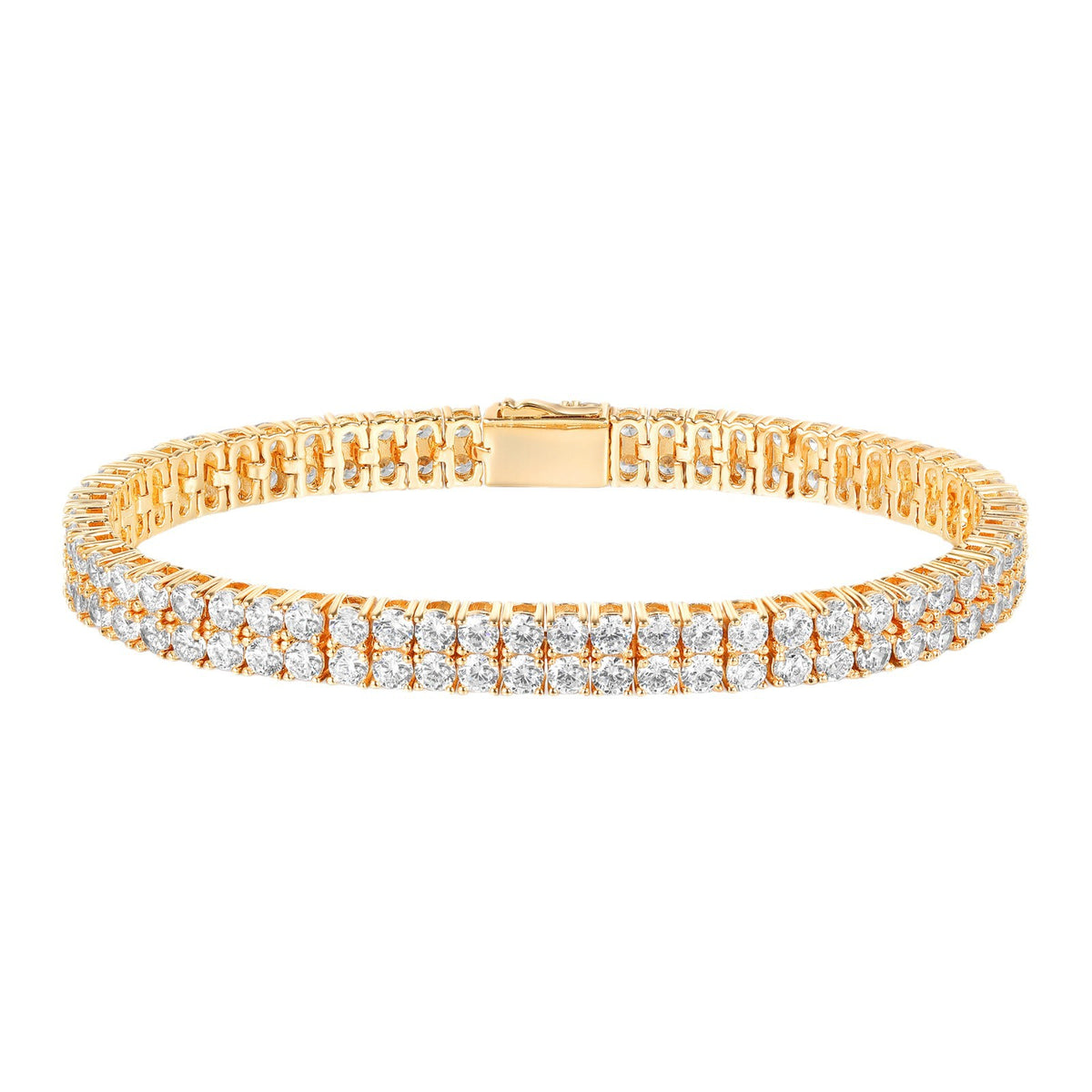 Women&Men's 3mm Zircon-Encrusted Spring Clasp Double-Row Cuban Tennis Bracelet