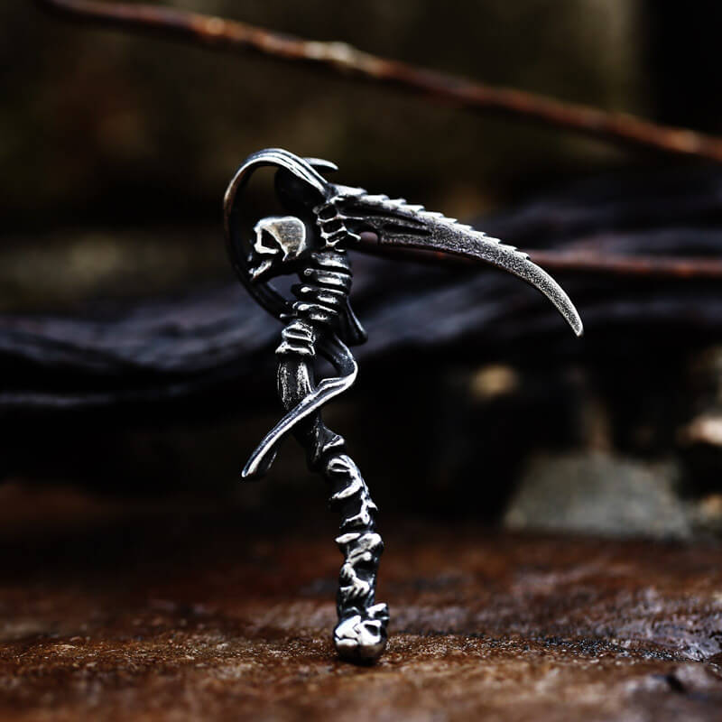 Men's Skeleton Scythe Pendant Necklace