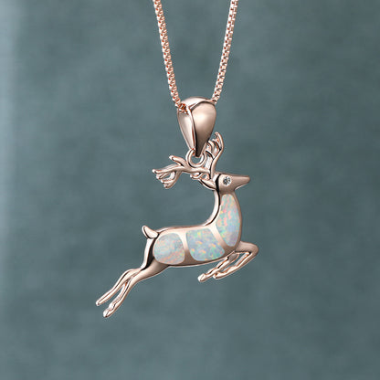 Opal Elk Pendant Necklace