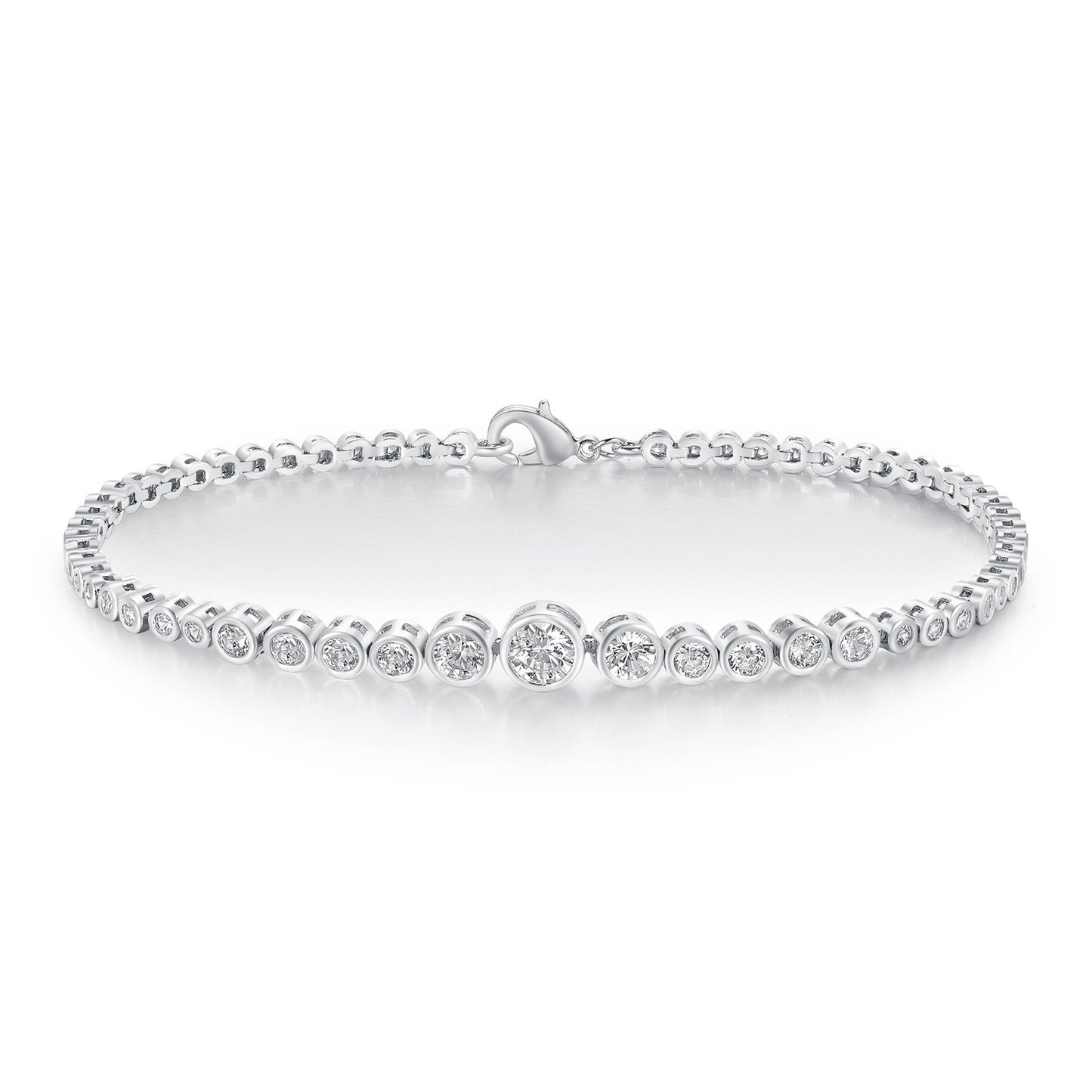 Women&Men's Zircon Gradient Size Single Row Full Diamond Tennis Bracelet