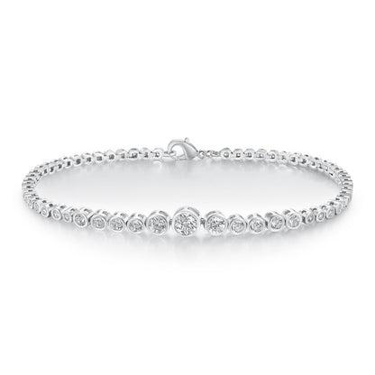 Women&Men's Zircon Gradient Size Single Row Full Diamond Tennis Bracelet