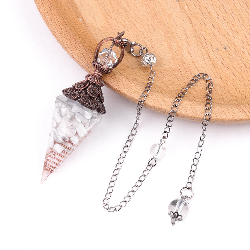Antique copper crystal semi-precious stone multi-colored gravel resin spirit pendulum
