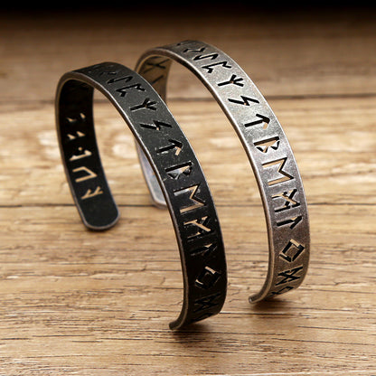 New Vintage Stainless Steel Men Bracelet, Retro European American Hollow Letter Character Open Cuff Jewelry
