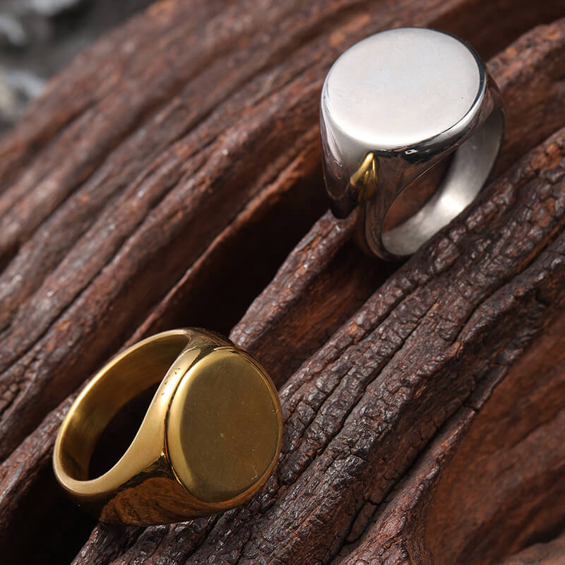 Men's Personalized Round Large Smooth Ring