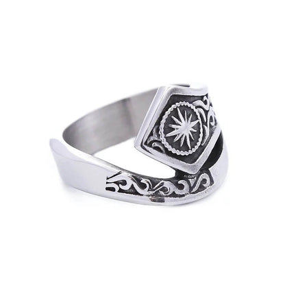 Vintage Solid Stainless Steel Indian Sun God Band Ring for Men