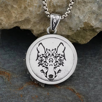 Men's Retro Double-Sided Wolf Head Pendant Necklace