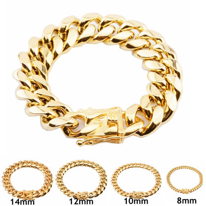 Men’s European American Hip Hop Stainless Steel Cuban Link Bracelet with Dragon Head Clasp Fashion Wrist Jewelry