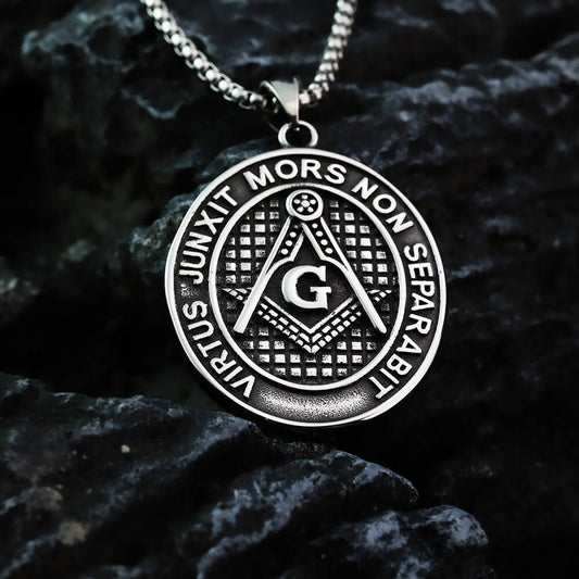 Mens Steel Double Sided Pendant Necklace