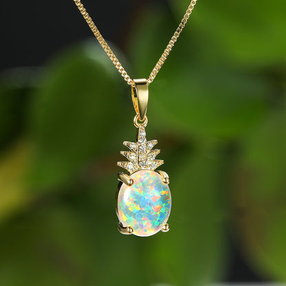 Opal Pineapple Pendant Necklace