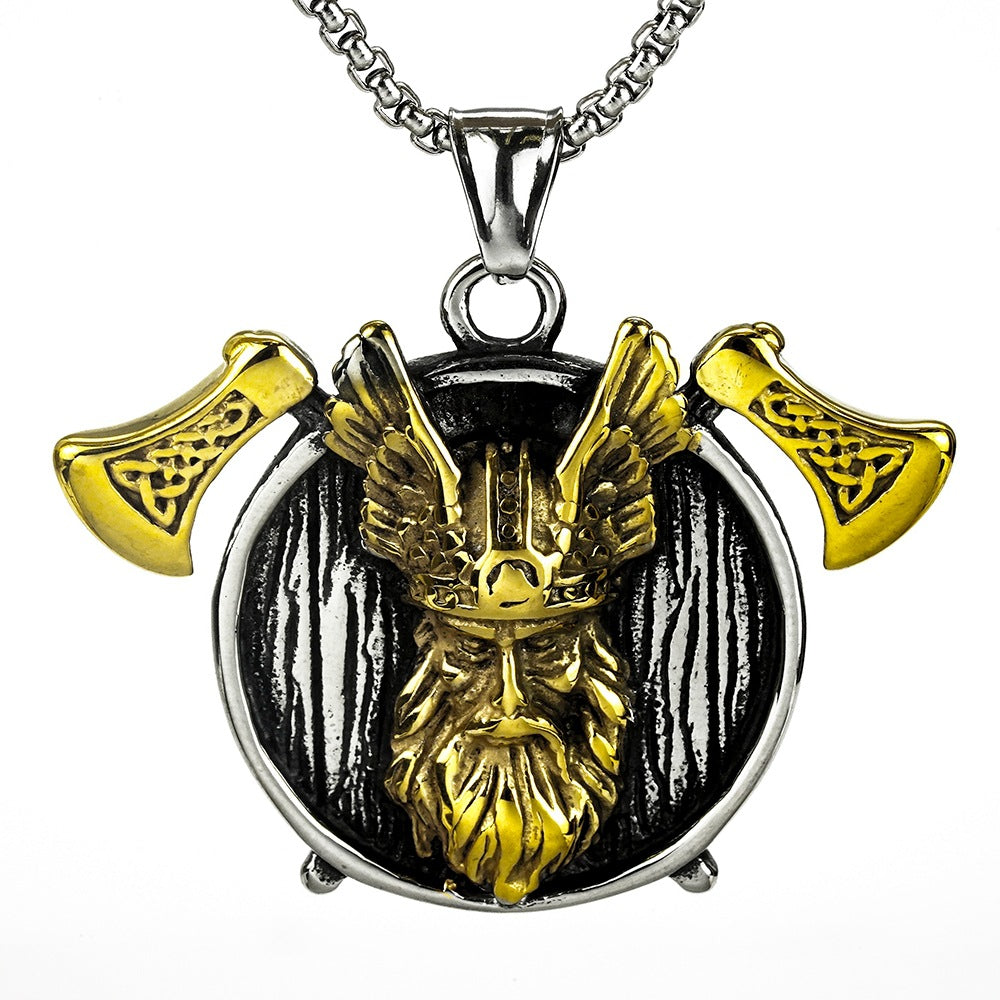 Men's Viking Odin Double Axe Pendant Necklace