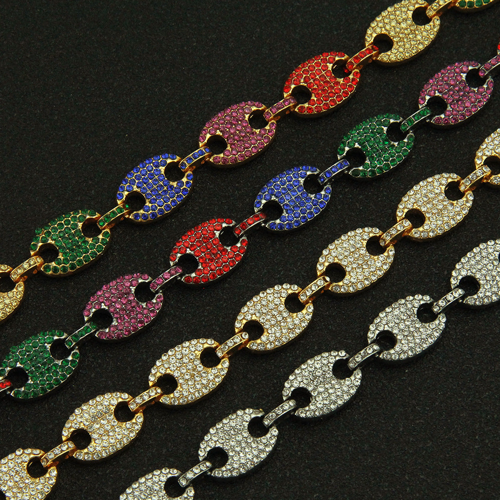 Hip-Hop Pig Nose Coffee Bean Chain Bracelet