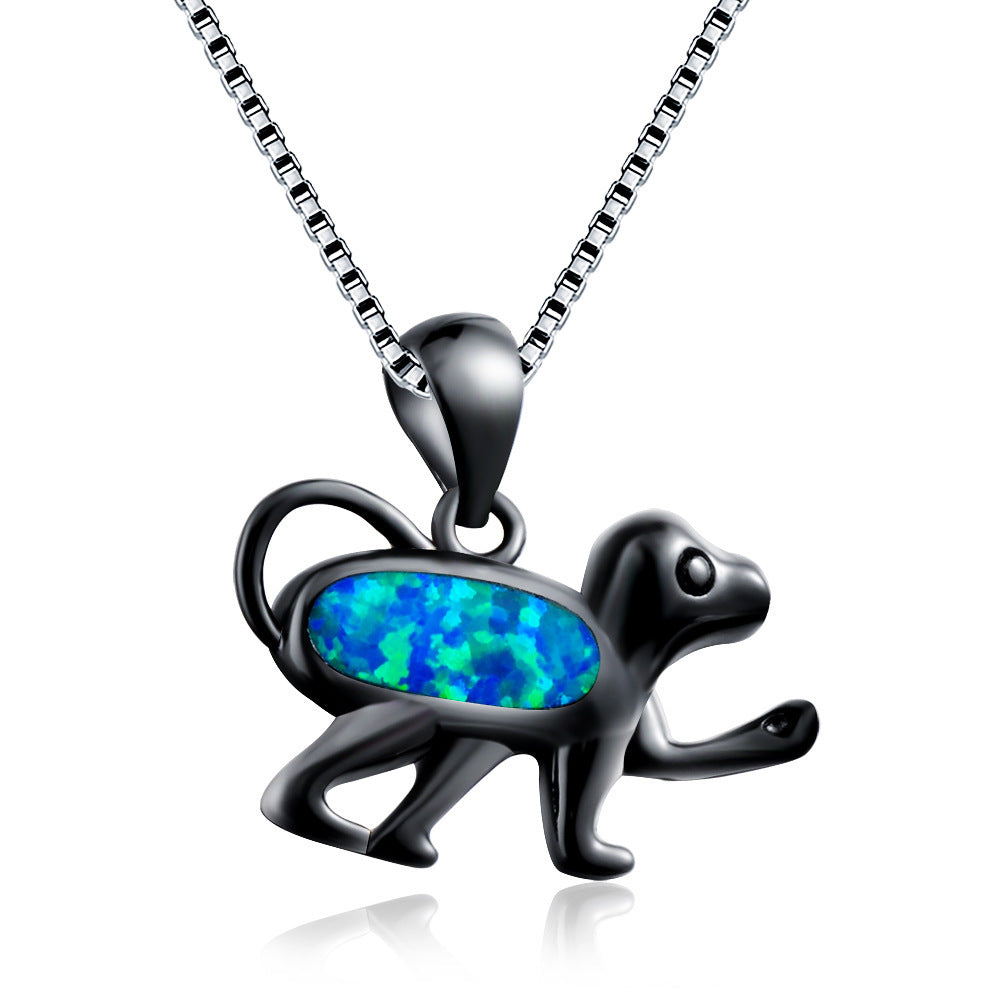 Opal  Dog-shaped pendant necklace