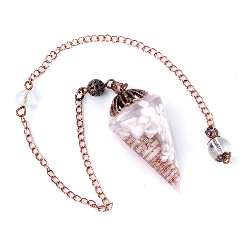 Colorful crystal clock pendulum ancient red copper flower base resin spirit pendulum