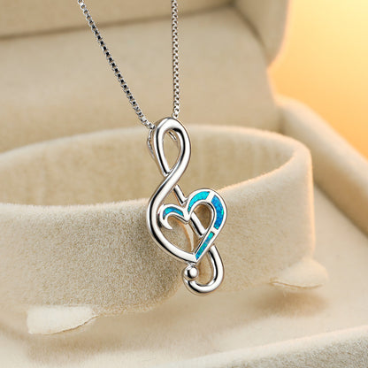 Opal Heart-shaped Note Necklace