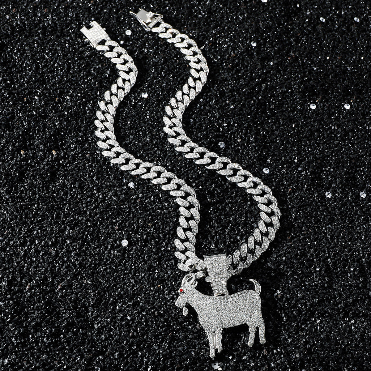 Hip-Hop Style Animal Goat Cuban Chain Pendant Necklace