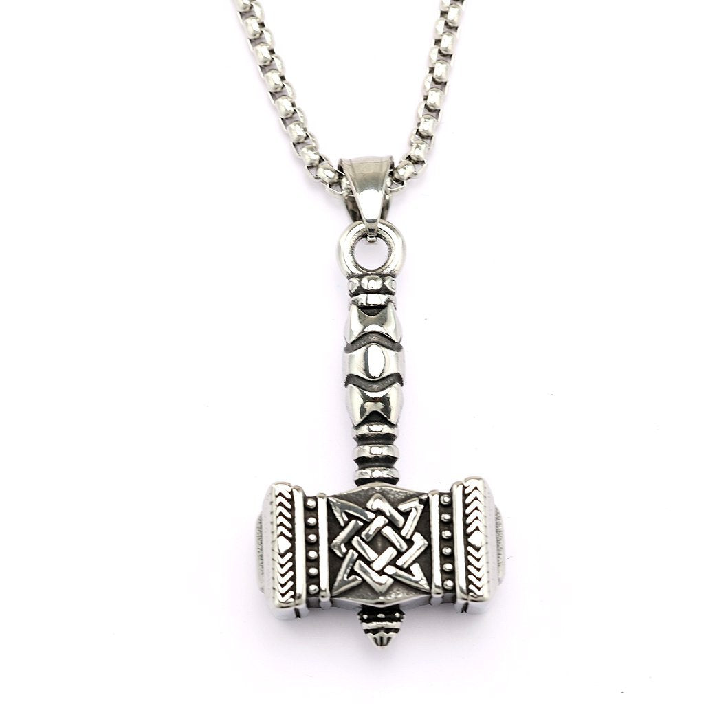 Vintage Stainless Steel Mjolnir Pendant Necklace for Men
