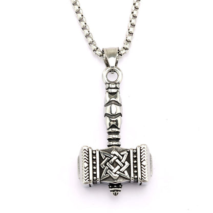 Vintage Stainless Steel Mjolnir Pendant Necklace for Men