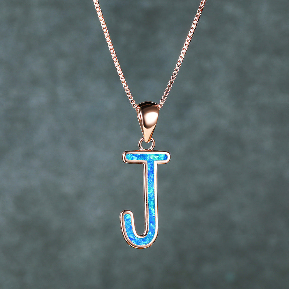 Opal Letter J Necklace