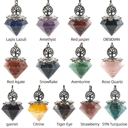 Crystal Agate Resin Gravel Diamond-Shaped Pendulum