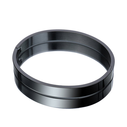 Men’s Minimalist Stainless Steel Cuff Bangle with Snap Clasp Fashion Wrist Jewelry