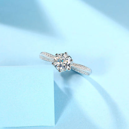 Women's White Gold S925 Channel Setting Stones Adjustable Moissanite Ring