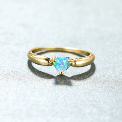 Women's Heart Opal Minimalist Ring