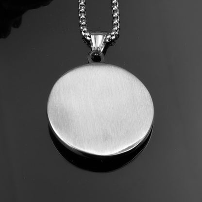 Men's Steel Vintage Hexagram Round Pendant Necklace
