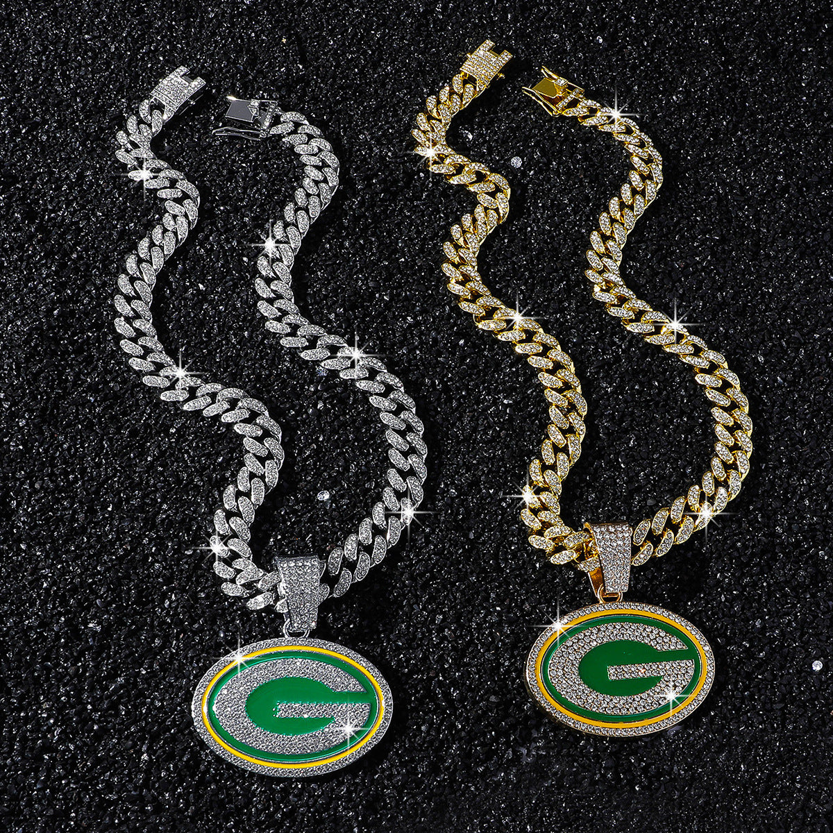 Hip-Hop Letter G Football Team Logo Cuban Chain Pendant Necklace