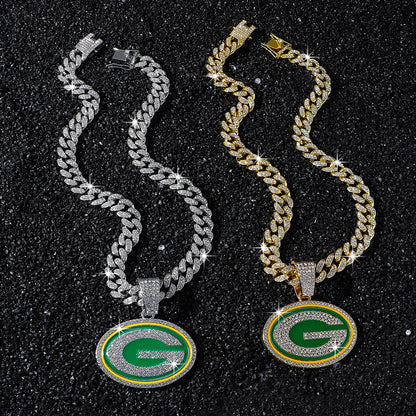 Hip-Hop Letter G Football Team Logo Cuban Chain Pendant Necklace