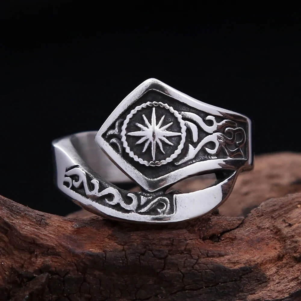 Vintage Solid Stainless Steel Indian Sun God Band Ring for Men