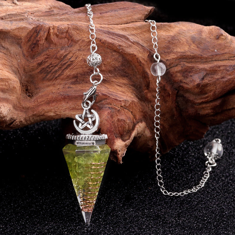 Star Moon Hexagonal Cone Crystal Resin Spirit Pendulum