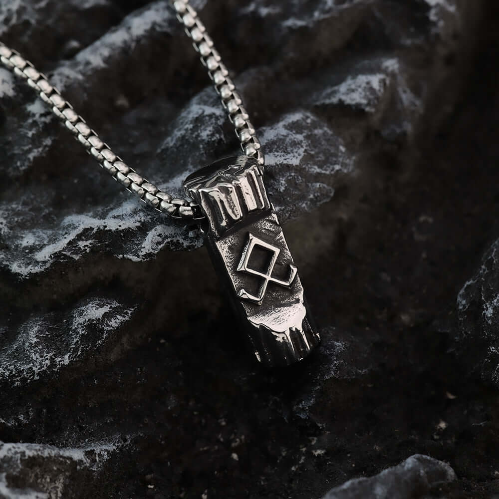 Vintage Stainless Steel Viking Symbol Pendant Necklace for Men
