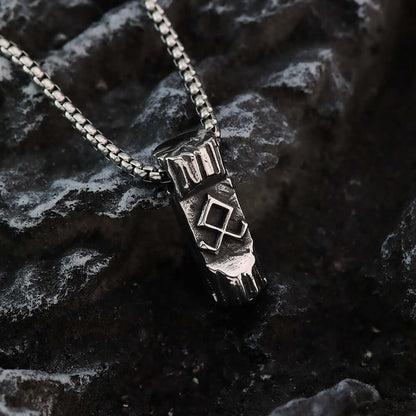 Vintage Stainless Steel Viking Symbol Pendant Necklace for Men