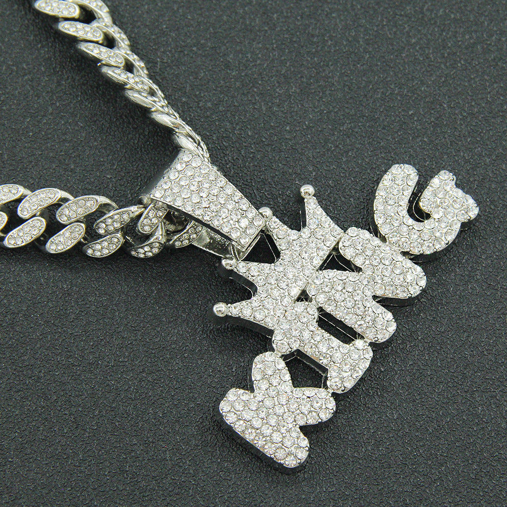 Hip-Hop King Letter Cuban Chain Pendant Necklace