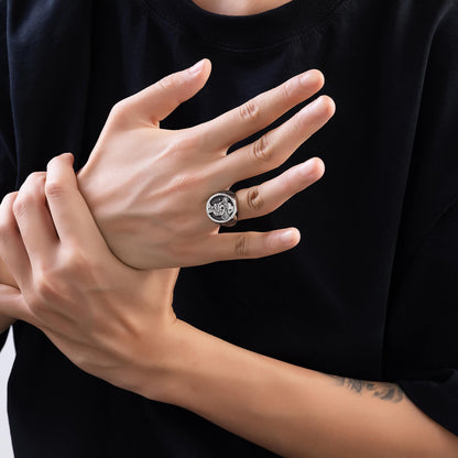 Men's Vintage Punk Pipe Skull Ring
