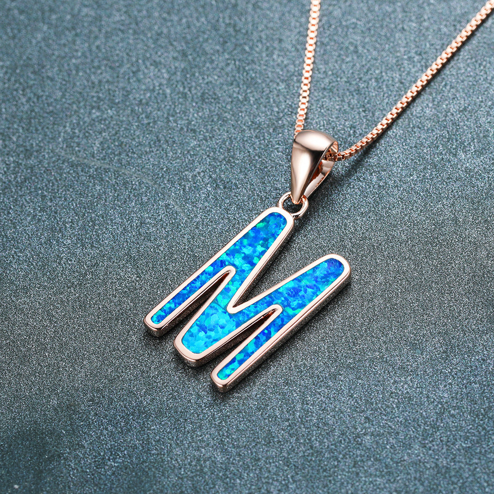 Opal Letter M Necklace
